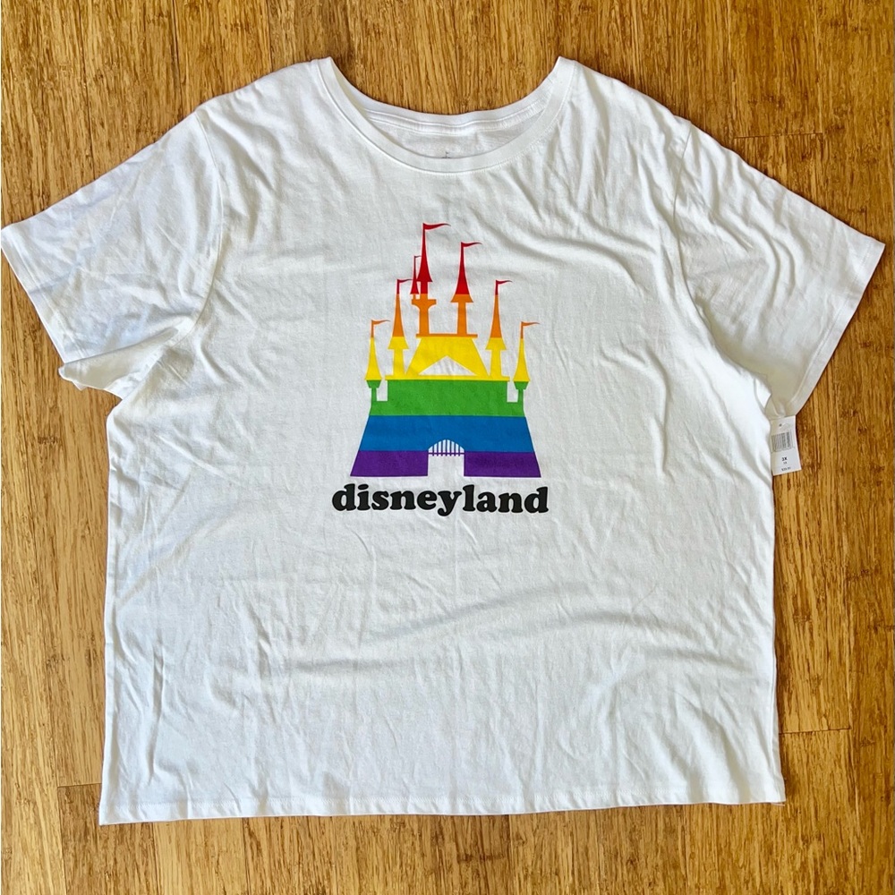 Plus Size 3X - DISNEYLAND T-SHIRT with a RAINBOW CASTLE lgbtq pride NEW